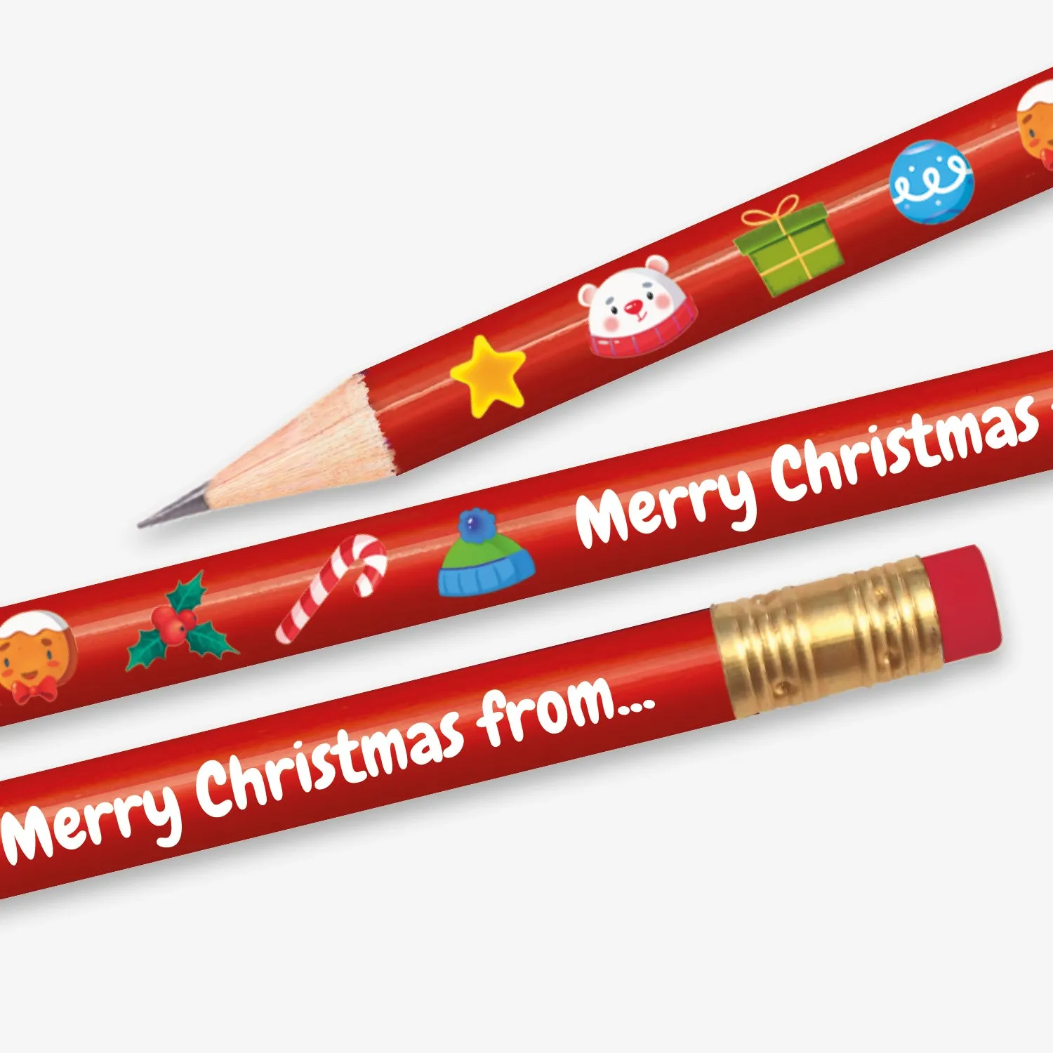6 Personalised Christmas Pencil - Red