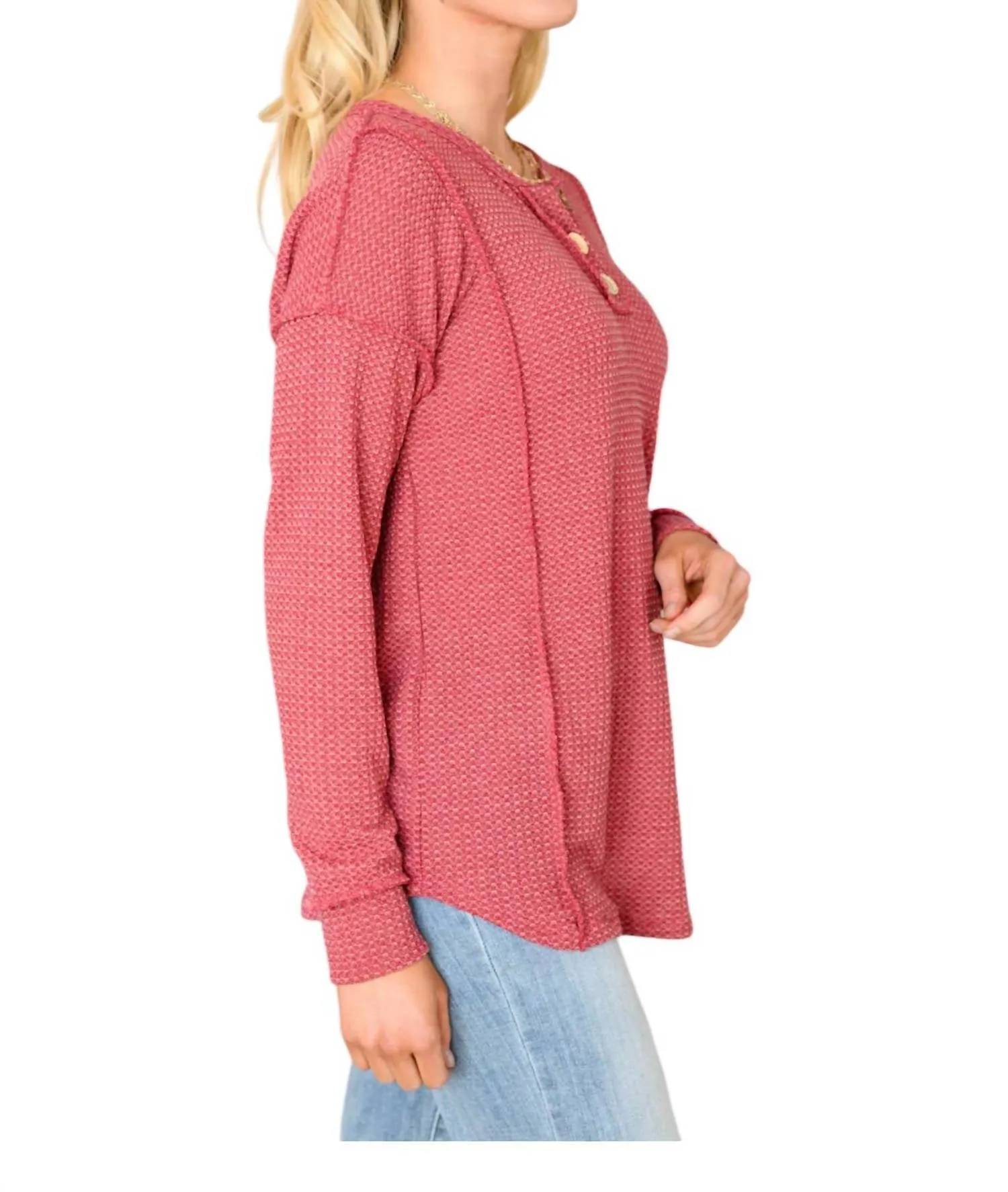 7Th Ray - Waffle Knit Top Long Sleeve