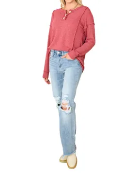 7Th Ray - Waffle Knit Top Long Sleeve