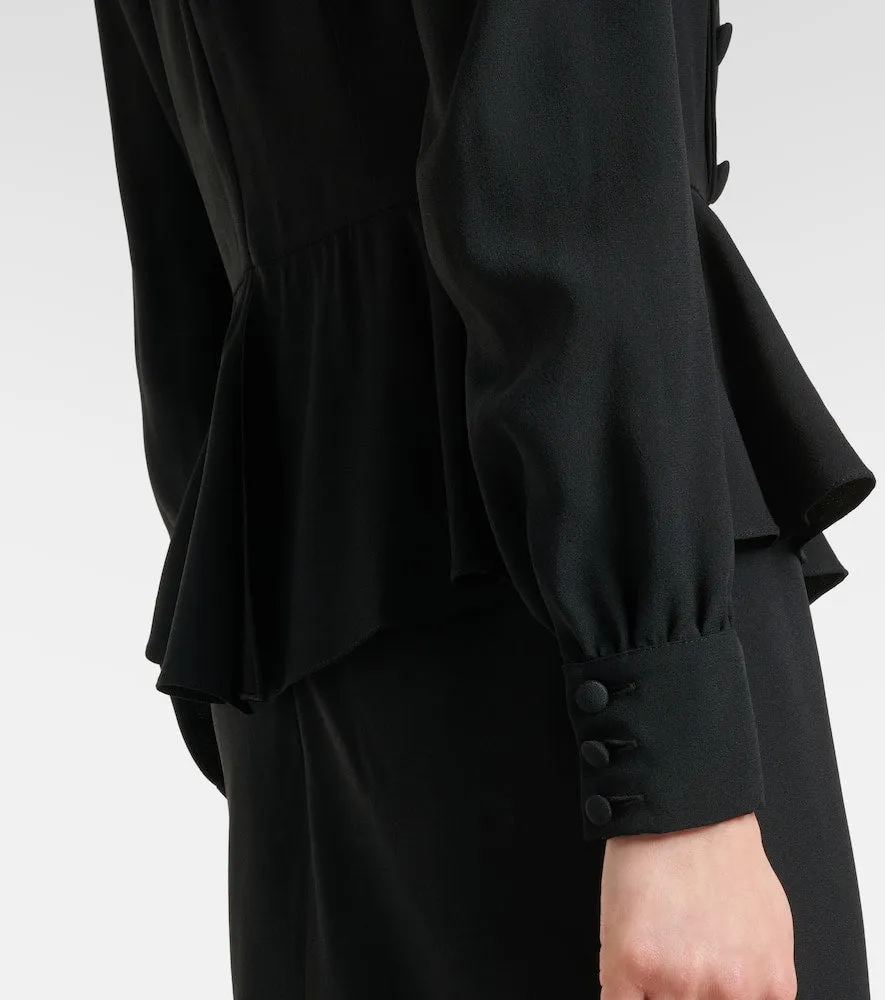 Alessandra Rich Bow-detail peplum satin midi dress