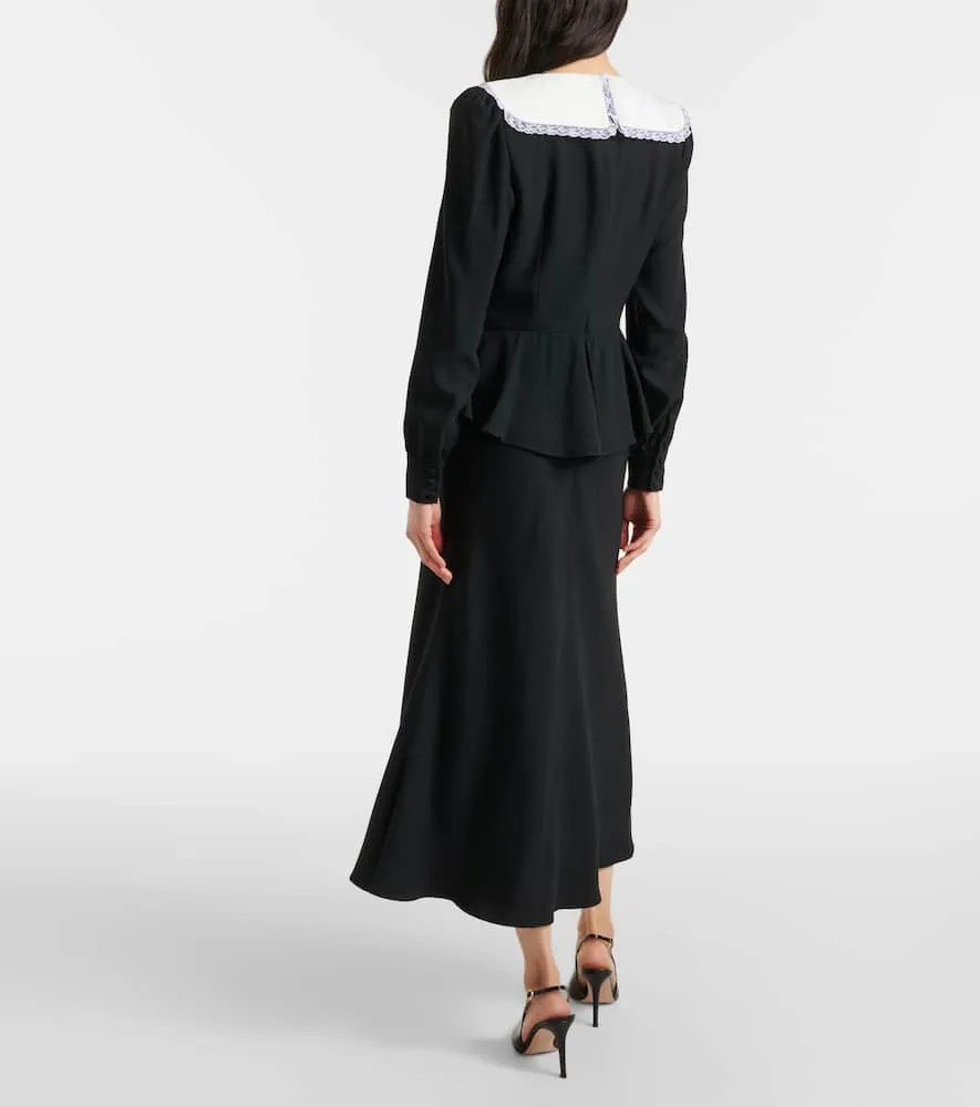 Alessandra Rich Bow-detail peplum satin midi dress