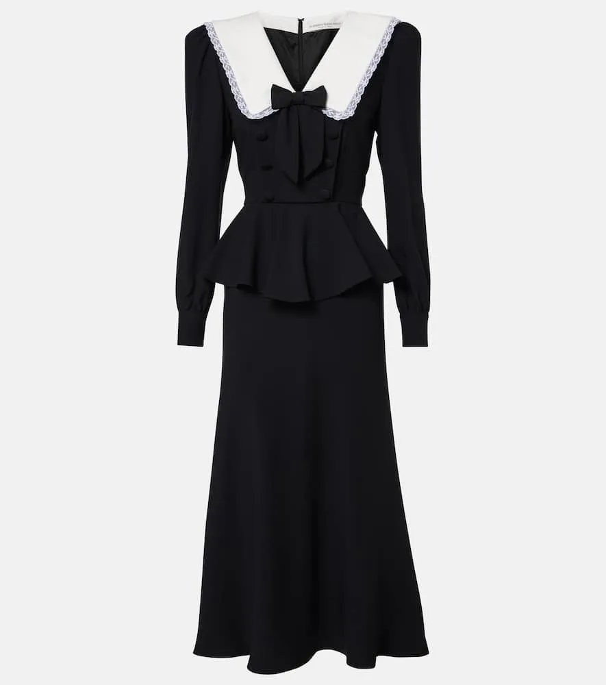 Alessandra Rich Bow-detail peplum satin midi dress