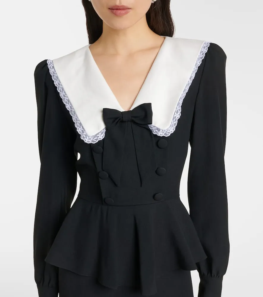 Alessandra Rich Bow-detail peplum satin midi dress