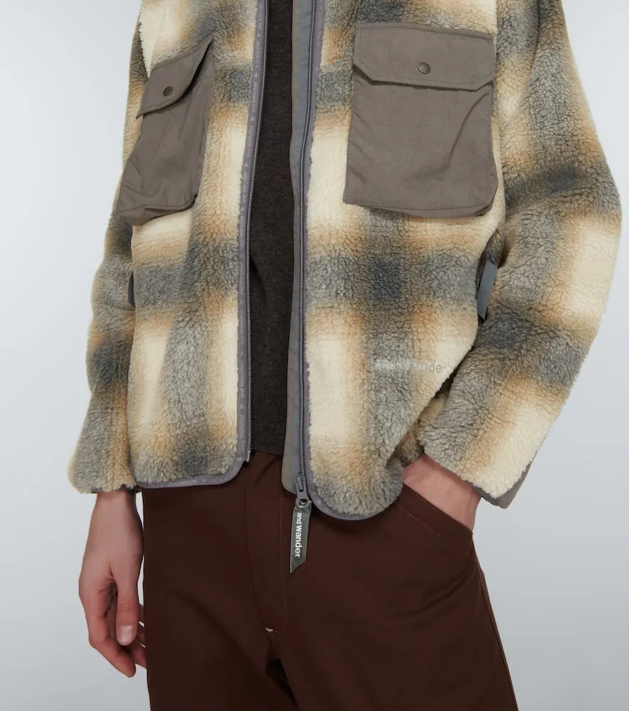 And Wander Checked fleece jacket