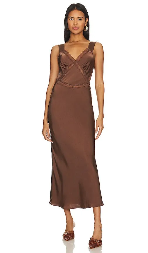 Bardot Emory Lace Slip Dress in Brown