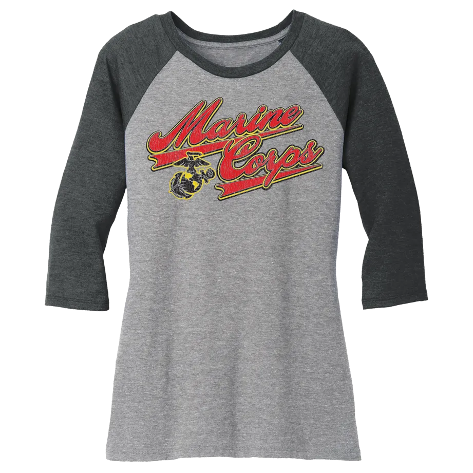 Baseball 3/4 Sleeve Raglan Ladies USMC T-shirt