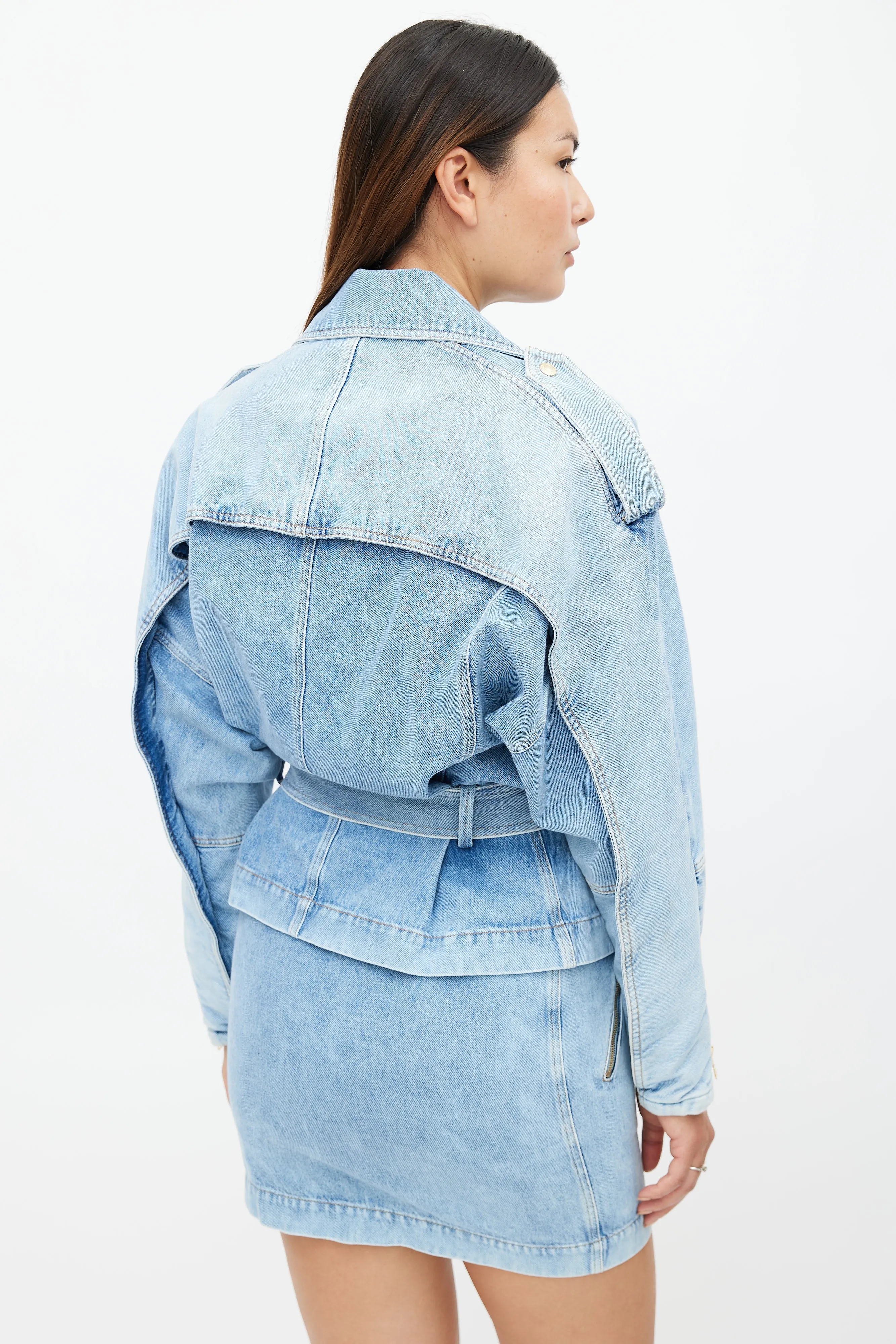 Blue Denim Full Zip Belted Dress