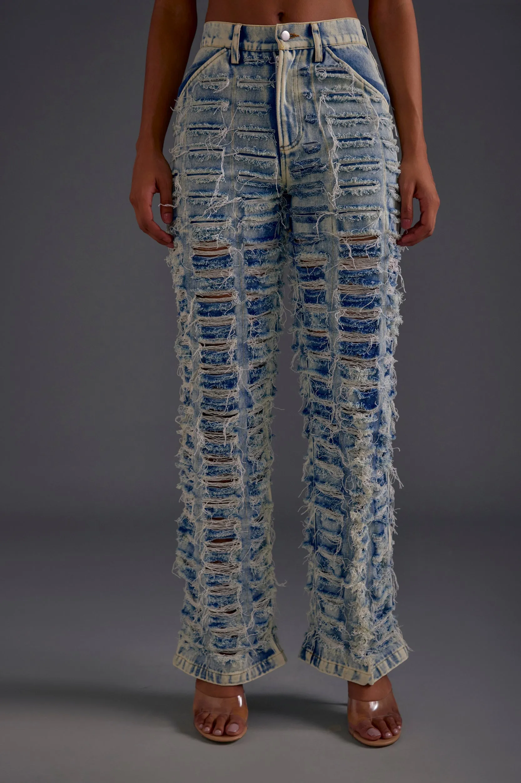 Blue Distressed Denim Jeans
