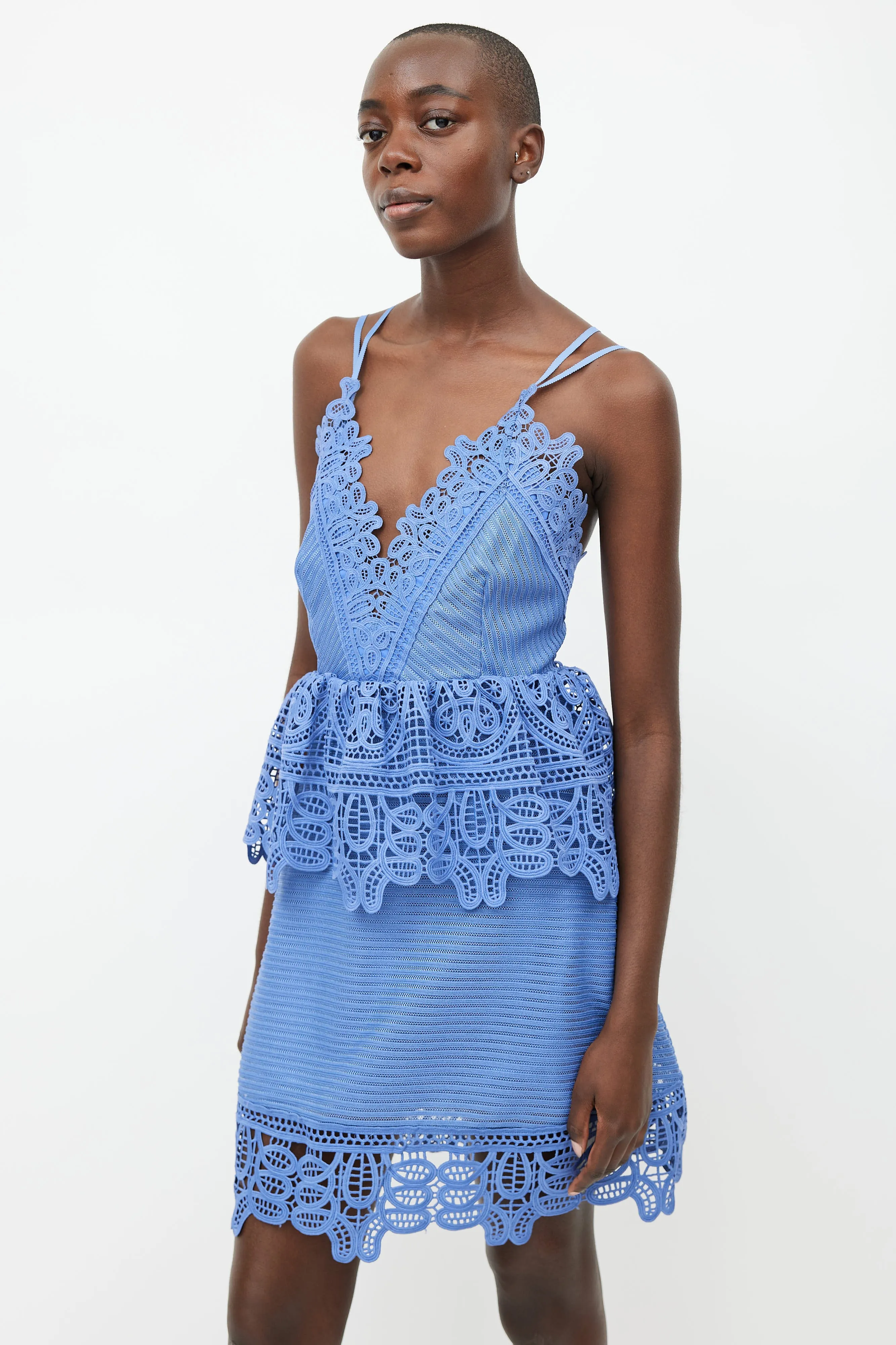 Blue Lace Peplum Dress