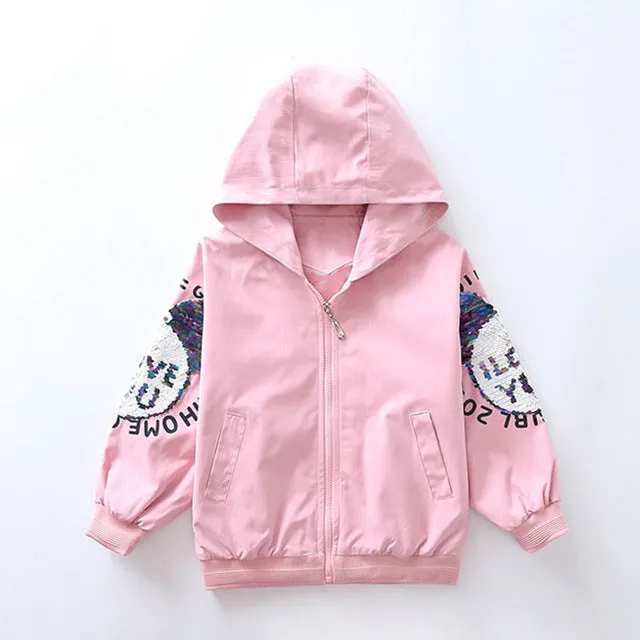 New Spring Autumn Girls Mickey Windbreaker Coat