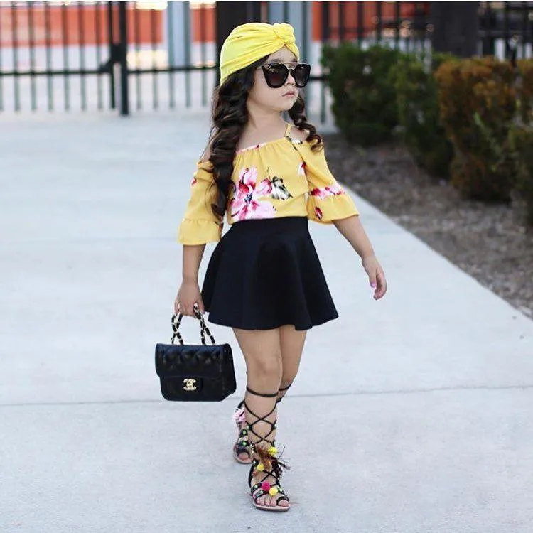 Ruffle Sleeved Flower Patchwork Girls Slip Dress