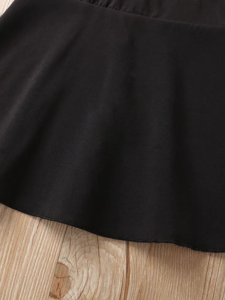 Ruffle Sleeved Flower Patchwork Girls Slip Dress