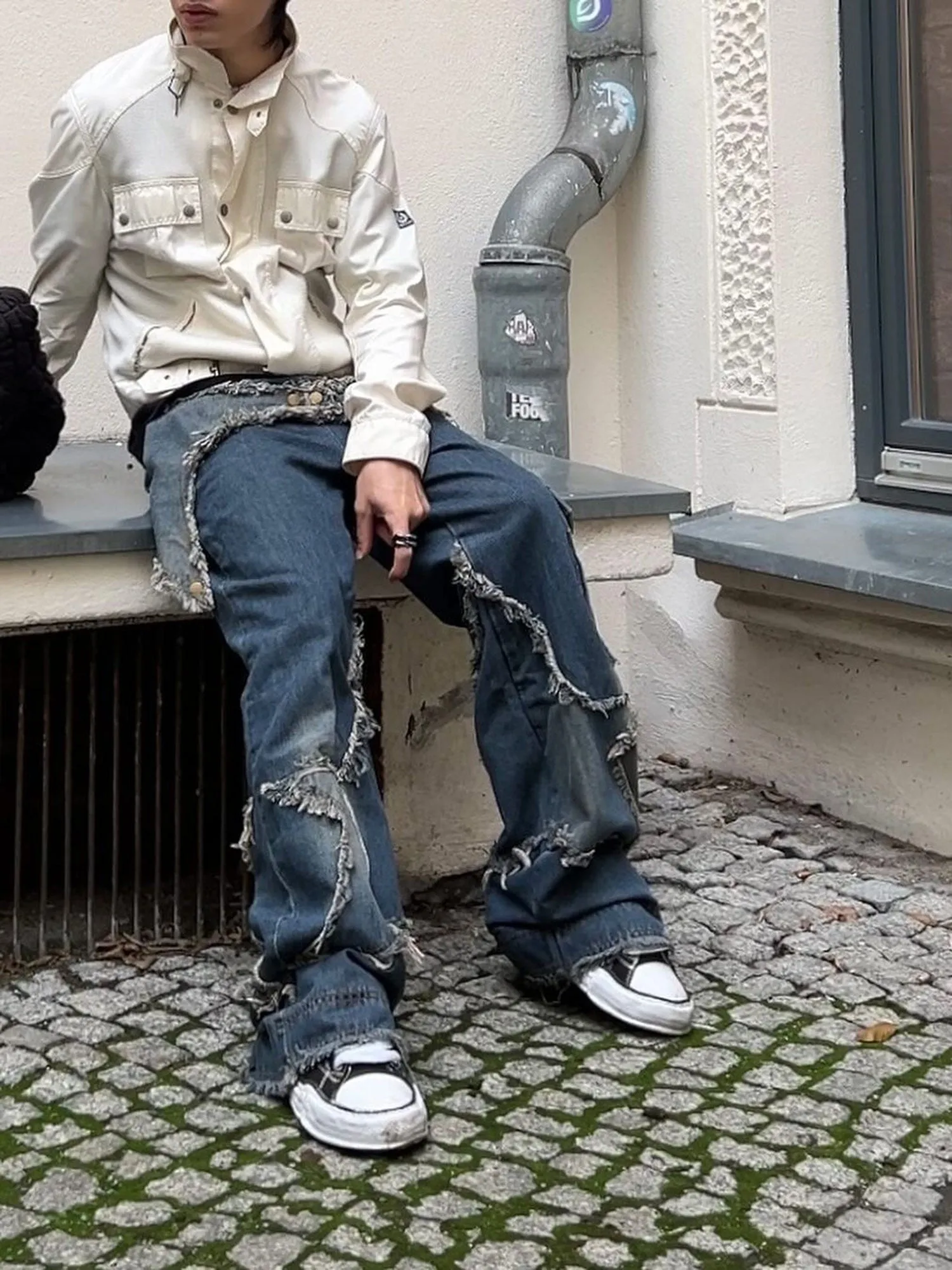 Sneakerhill Patch Embroidered Straight-leg Jeans - 1572