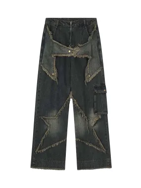 Sneakerhill Patch Embroidered Straight-leg Jeans - 1572