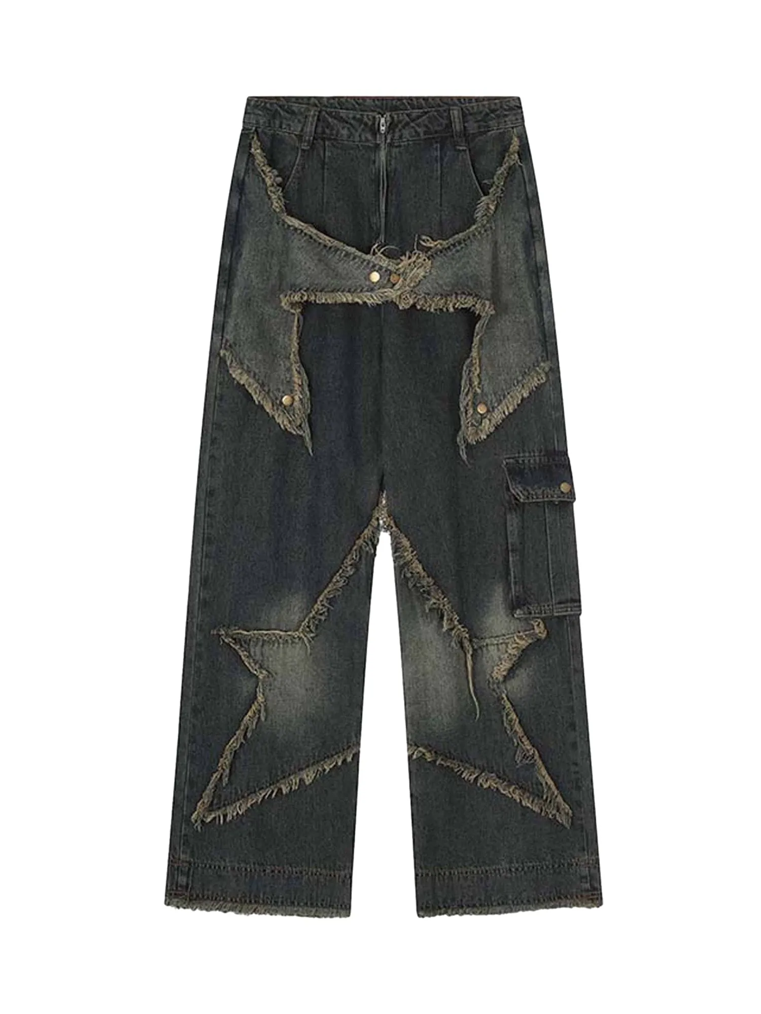Sneakerhill Patch Embroidered Straight-leg Jeans - 1572