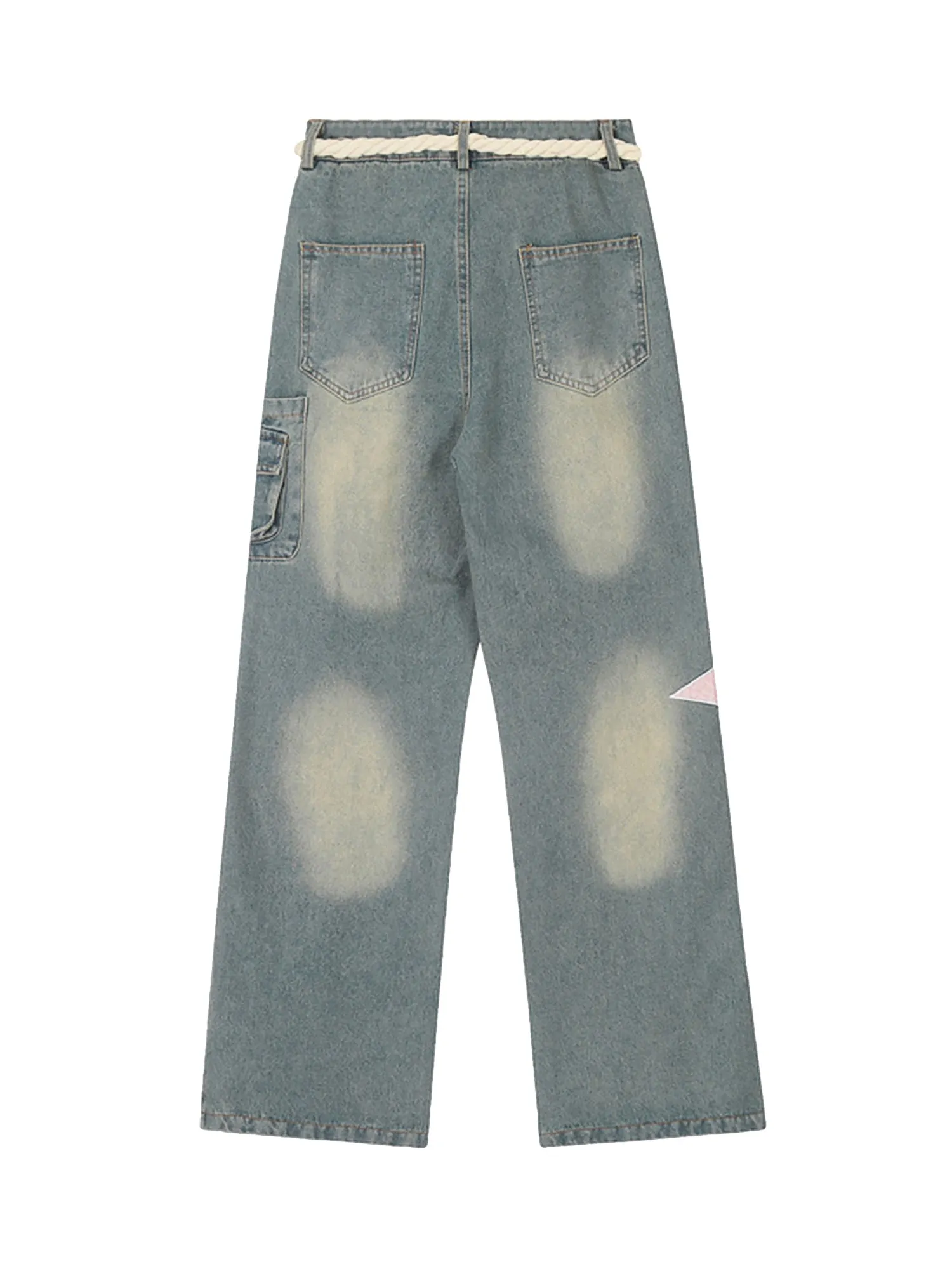Sneakerhill Pentagram Embroidered Loose Straight Leg Pants